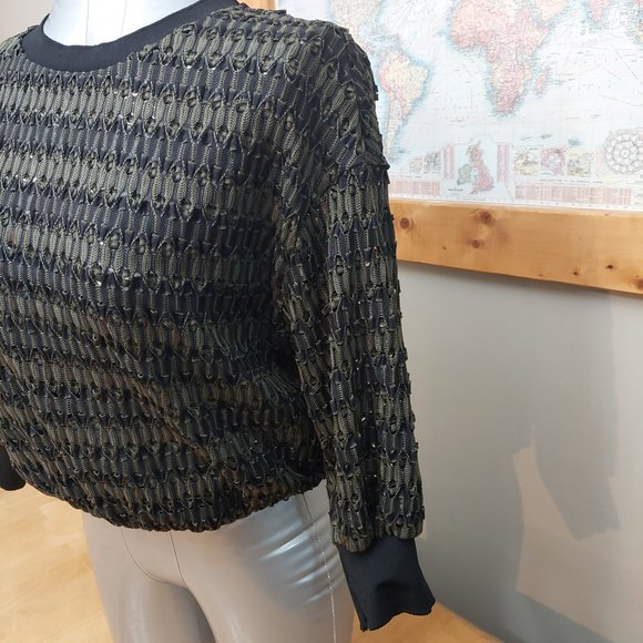 ZARA WB Collection Long-Sleeved Top blend of Army Green/Black Women's Small - Picture 5 of 12